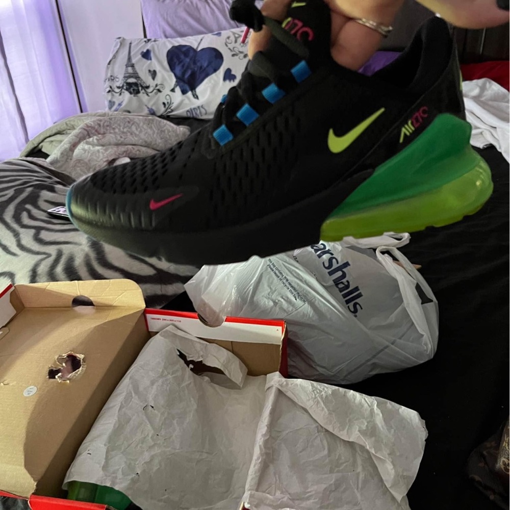 Nike Air Max 270 Black with Green and Pink Accents